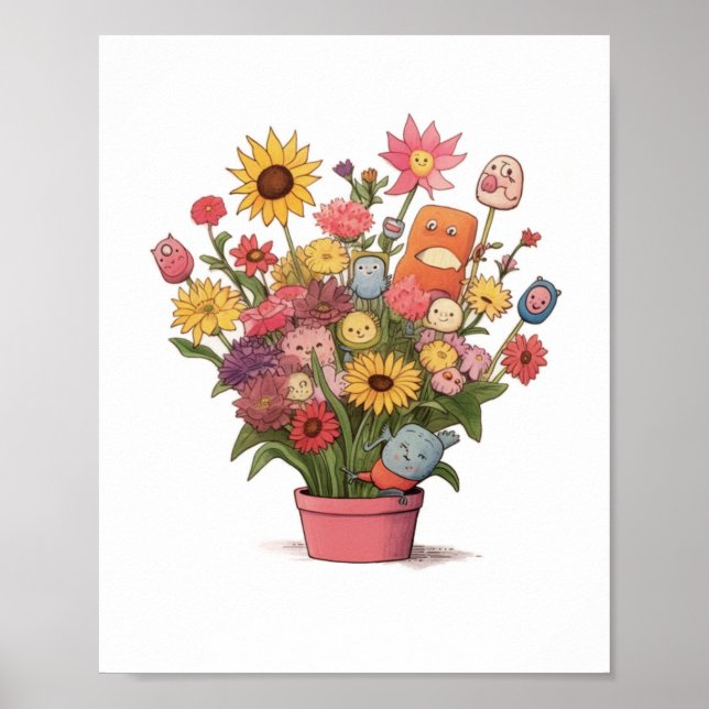 Blommor, bukett, blomkruka poster (Framsidan)