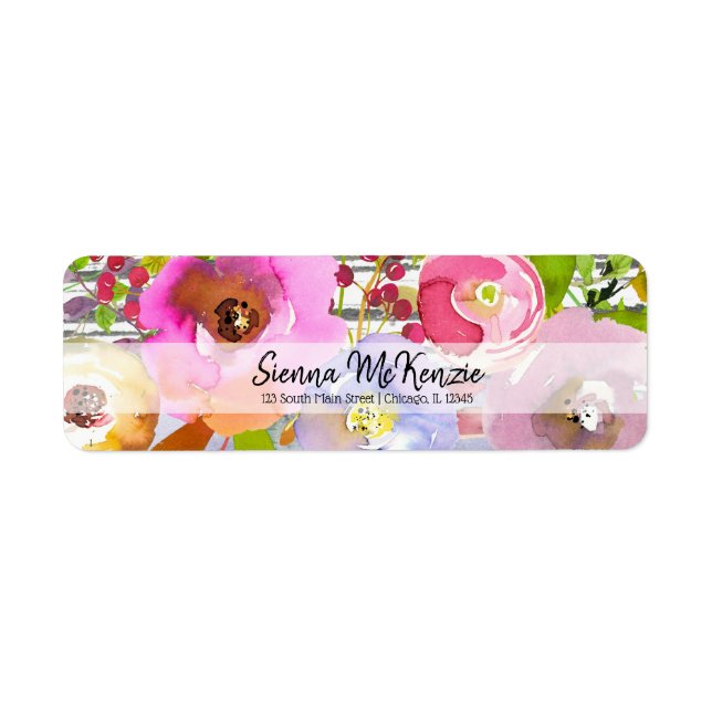 Blommor, bukett för tillfällen returadress etikett (Framsidan)