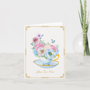 Blommor, butterfly tea kopp kort