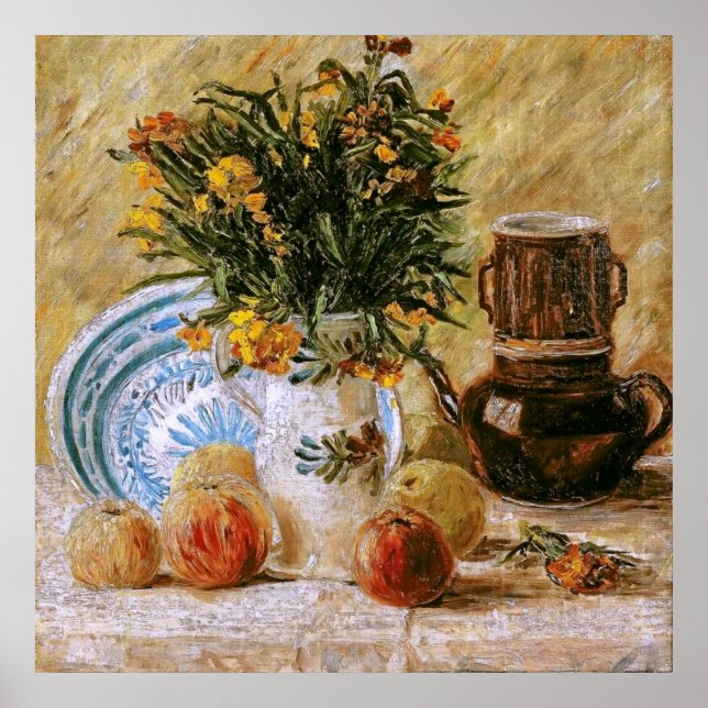 Blommor Coffepot och Fruit Van Gogh Fine Art Poster (Framsidan)