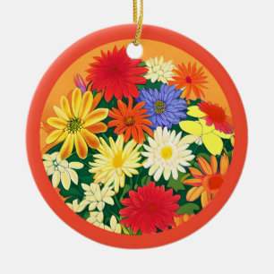 Blommor, Daisy för Färgad och blåsor Julgransprydnad Keramik