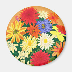 Blommor, Daisy för Färgad och blåsor Magnet