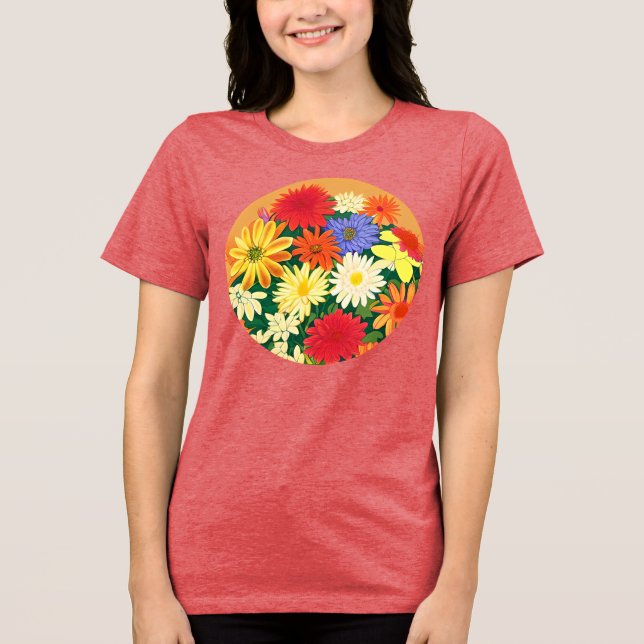Blommor, Daisy för Färgad och blåsor T Shirt (Framsida)