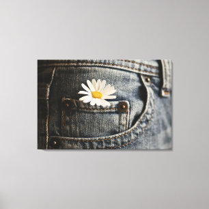 Blommor   Daisy i Jeans Pocket Canvastryck