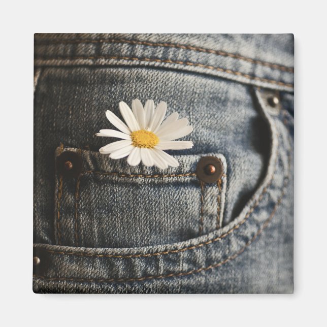 Blommor | Daisy i Jeans Pocket Magnet (Framsidan)