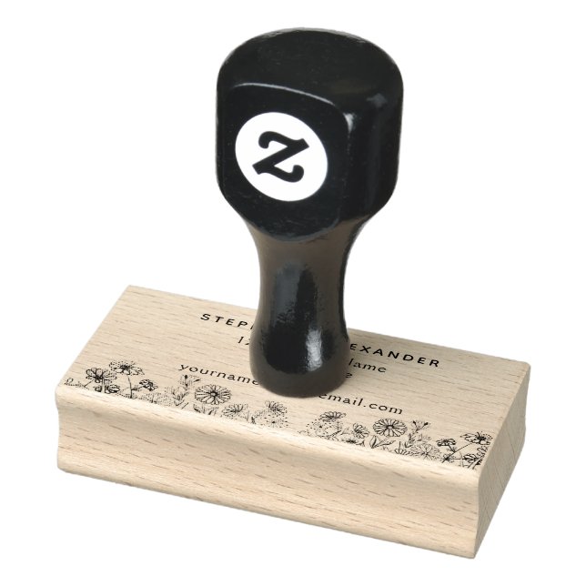 Blommor, daisy och ro. Pen och bläck Stämpel (Stämpel)