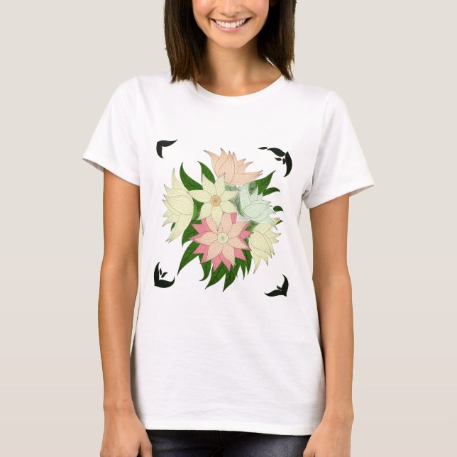 Blommor Dam T-Shirt (Framsida)