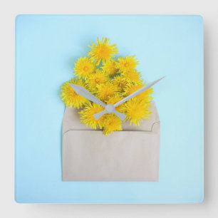 Blommor   Dandelioner i kuvert Fyrkantig Klocka