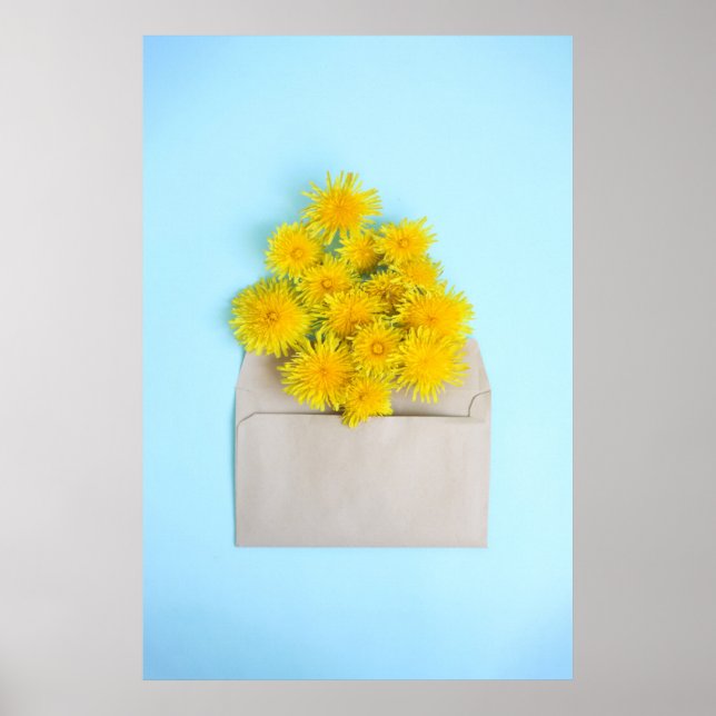 Blommor | Dandelioner i kuvert Poster (Framsidan)