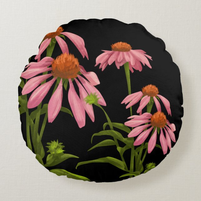 blommor dekoration kastkudde rund kudde (Framsidan)