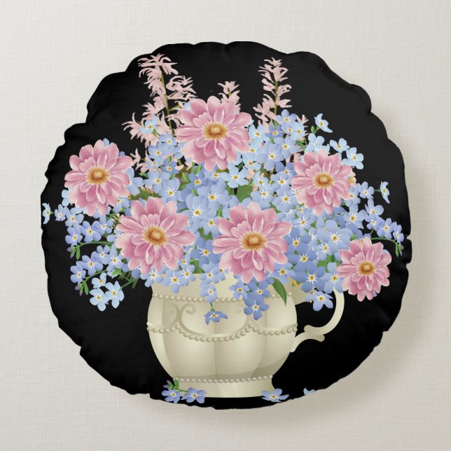 blommor dekoration kastkudde rund kudde (Framsidan)