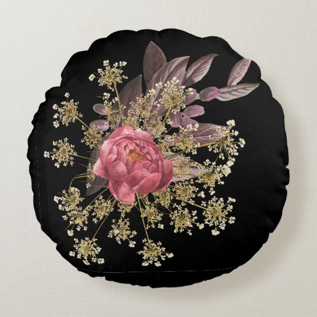 blommor dekoration kastkudde rund kudde (Framsidan)