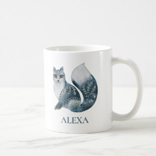 Blommor, dekorerade söta grått fox monogram kaffemugg