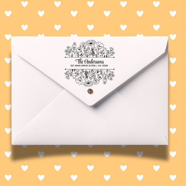Blommor - delat monogramtema stämpel (Personalize your crafts with a floral split monogram rubber stamp.)