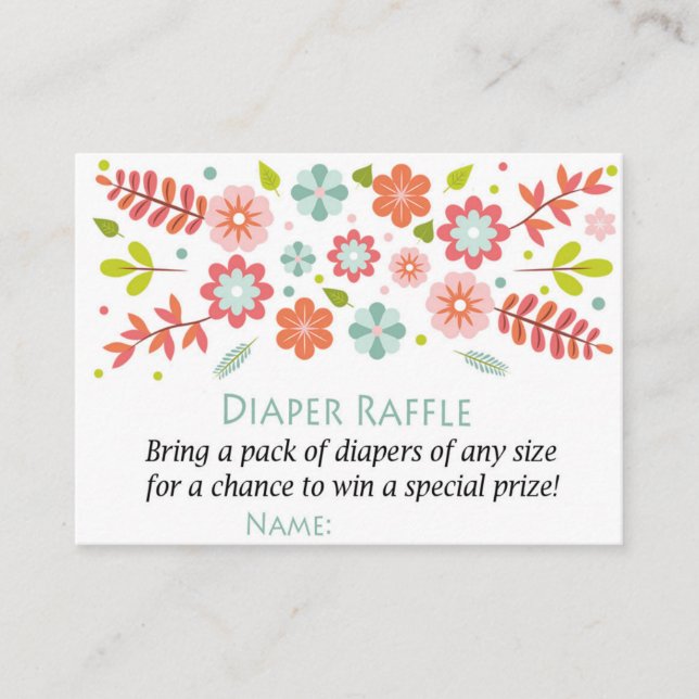 Blommor Diaper Raffle Biljett (Framsida)