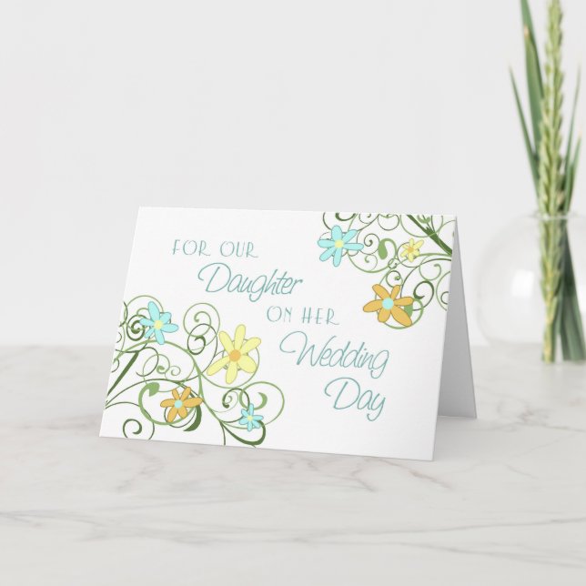 Blommor Dotter Bröllop Grattiss Card Kort (Framsida)