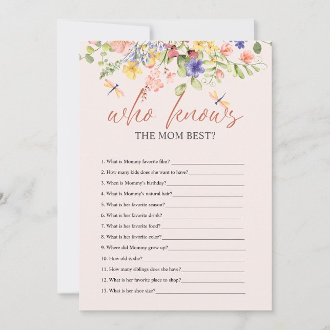 Blommor Dragonfly BABY SHOWER VEM DIGITAL Inbjudningar (Framsida)