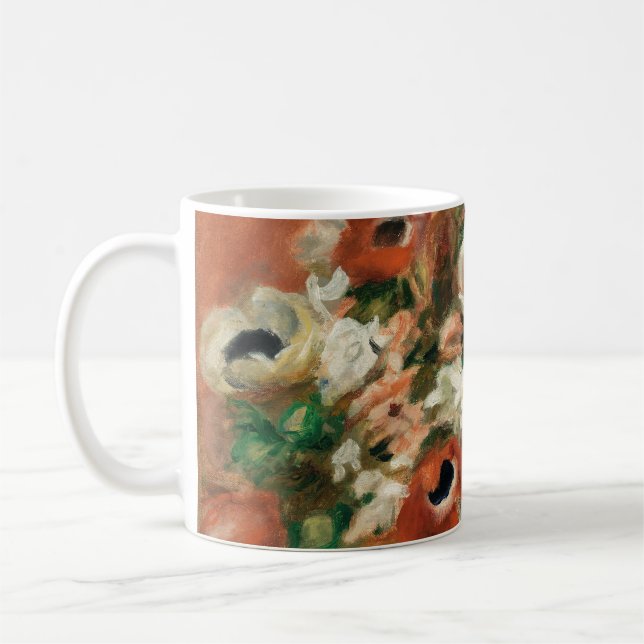 Blommor efter Renoir Impressionist Art Painting Kaffemugg (Vänster)