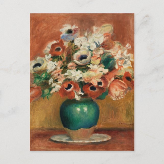 Blommor efter Renoir Impressionist Art Painting Vykort (Framsida)