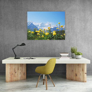 Blommor Eiger Monch Swiss Alpernas Canvastryck