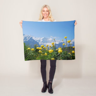 Blommor   Eiger Monch Swiss Alpernas Fleecefilt