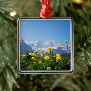 Blommor Eiger Monch Swiss Alpernas Julgransprydnad Metall