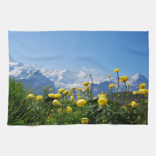 Blommor Eiger Monch Swiss Alpernas Kökshandduk