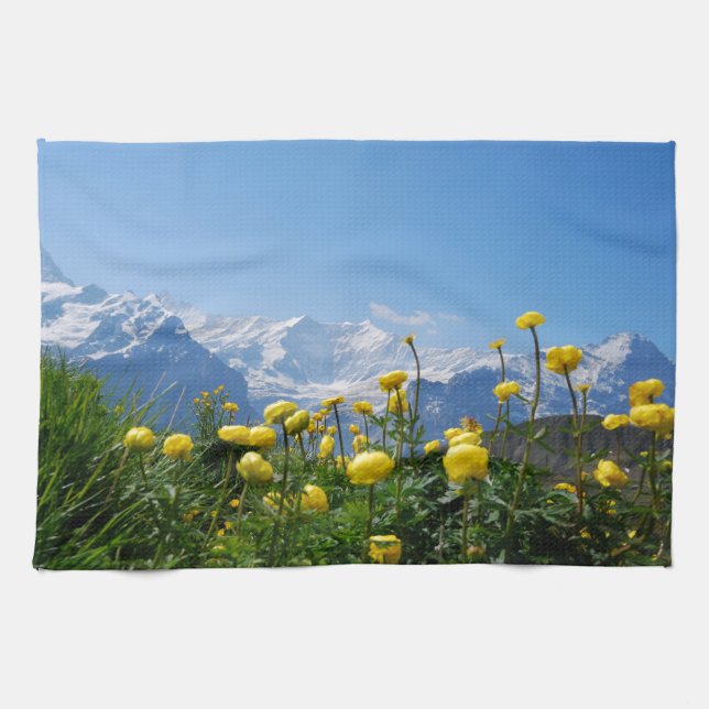 Blommor | Eiger Monch Swiss Alpernas Kökshandduk (Horisontell)
