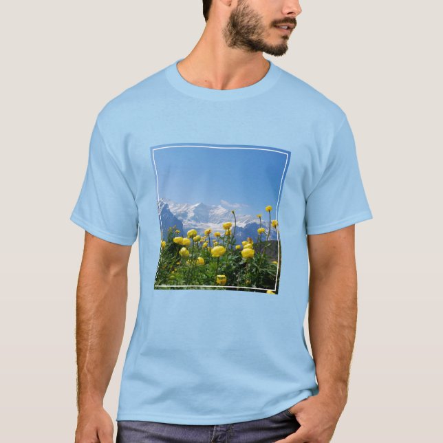 Blommor | Eiger Monch Swiss Alpernas T Shirt (Framsida)