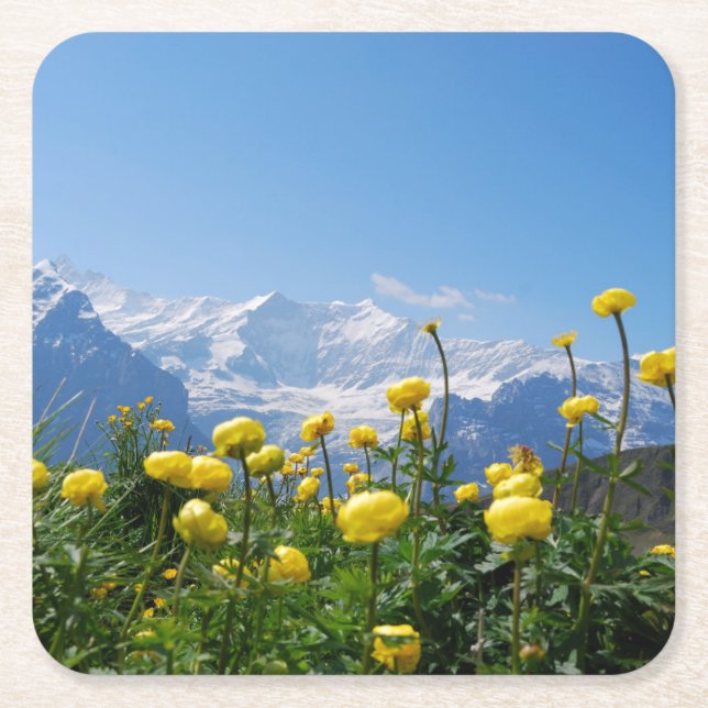 Blommor | Eiger Monch Swiss Alpernas Underlägg Papper Kvadrat (Framsidan)