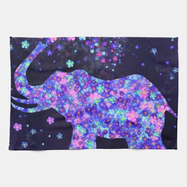 Blommor Elephant Kitchen Towel Kökshandduk (Horisontell)