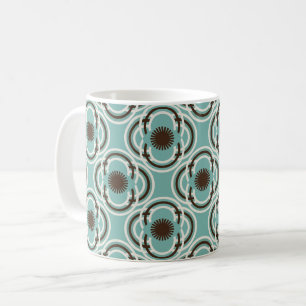 Blommor eller ögon - turkos och brunt kaffemugg