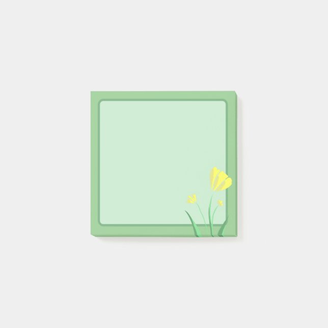 Blommor - Enkel Gult Post-it Block (Framsida)