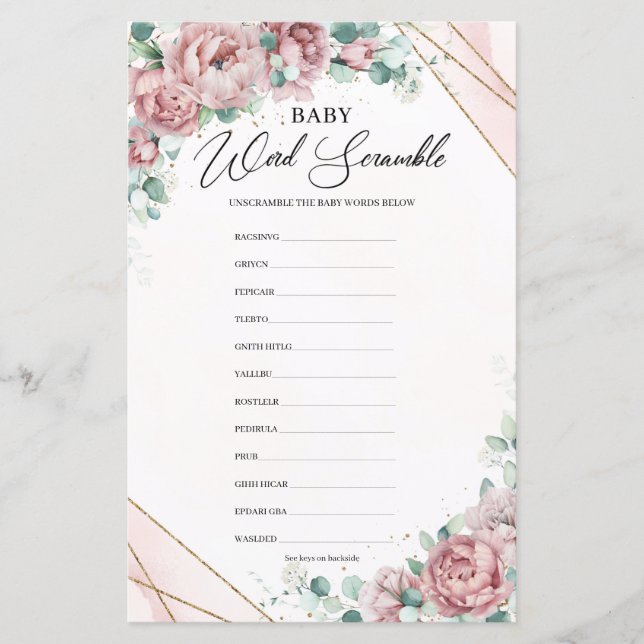  blommor eucalyptus guld Baby Ord Scrame (Framsida)