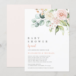 blommor, eukalyptus Baby Shower by Mail Inbjudningar