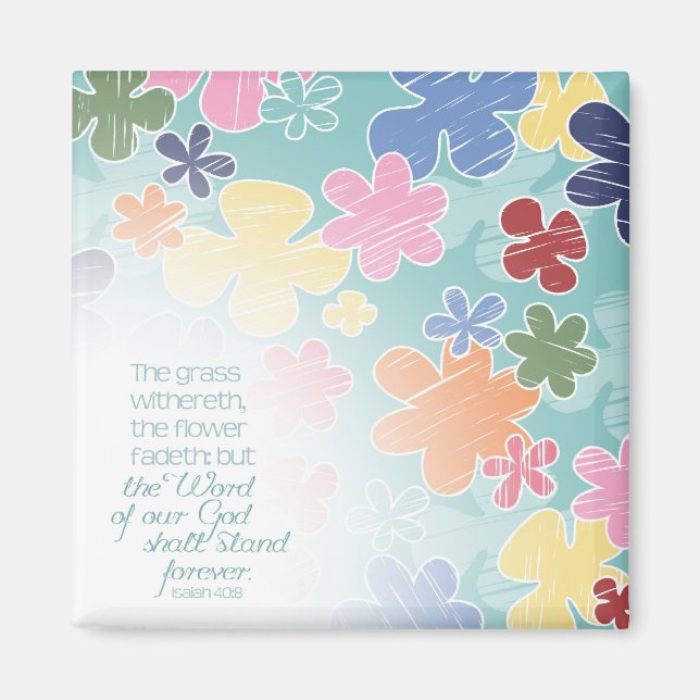 Blommor Fadeth Square Magnet (Framsidan)