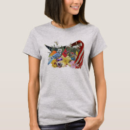 blommor, fåglar och flagg T-Shirt