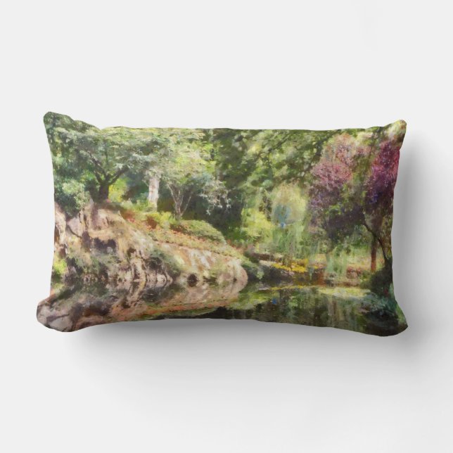 Blommor Färgfyllda Blommigtar Pond Refltions Lumbarkudde (Framsida)