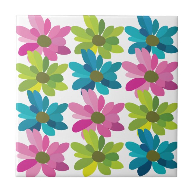 Blommor Färgrika Blommor Kakelplatta (Framsidan)