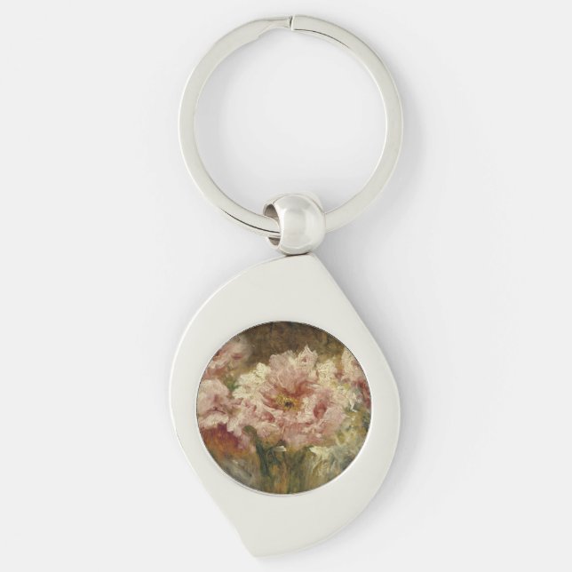 Blommor – Félix Ziem Swirl Silverfärgad Nyckelring (Framsidan)