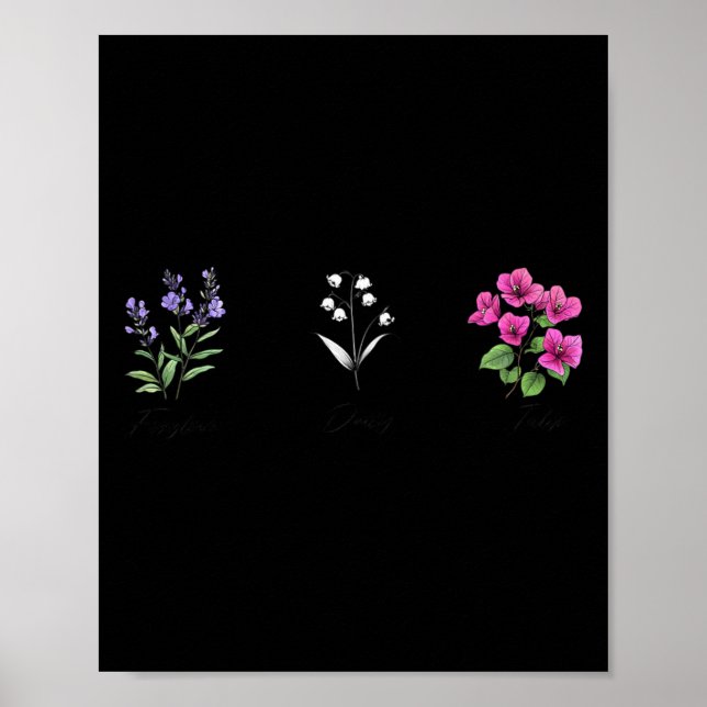 Blommor Fingerborg Blomkål Tulpan Blommig  Poster (Framsidan)