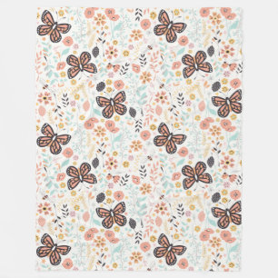 Blommor, fjäll och bin fleecefilt