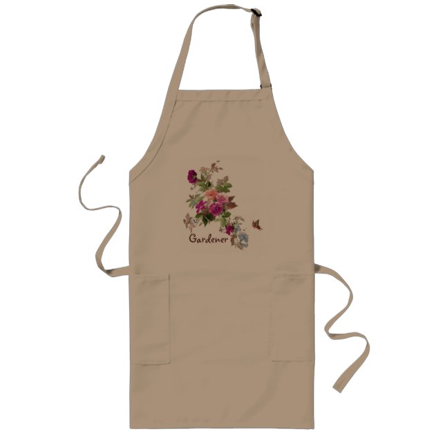 Blommor & fjäril l trädgård av lyckan långt förkläde (Framsidan)