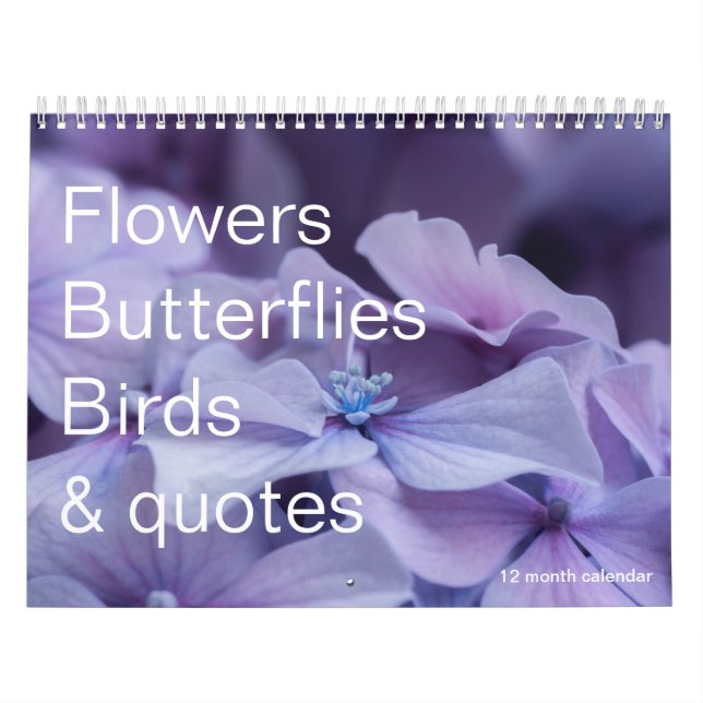 Blommor, fjärilar och fåglar 12 månaders kalender (Omslag)