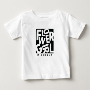 Blommor flicka i svart typografi, bröllop t shirt