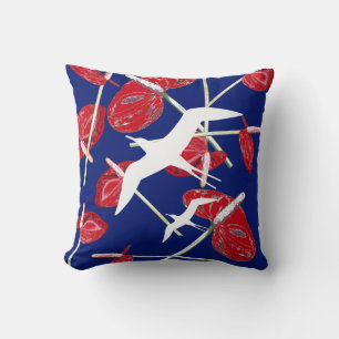 Blommor Flygande Fåglar Mönster Kuddvar Kudde