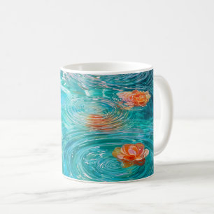 Blommor flyter på vatten kaffemugg