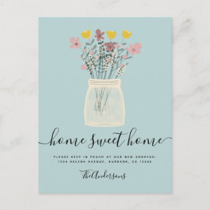 Blommor - Flytta House-meddelande - vykort