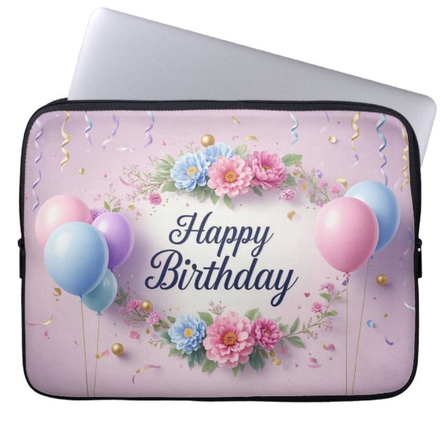 Blommor födelsedag, lyxig elegant extravagant laptop fodral (Framsidan)