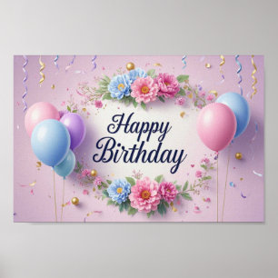 Blommor födelsedag, lyxig elegant extravagant poster